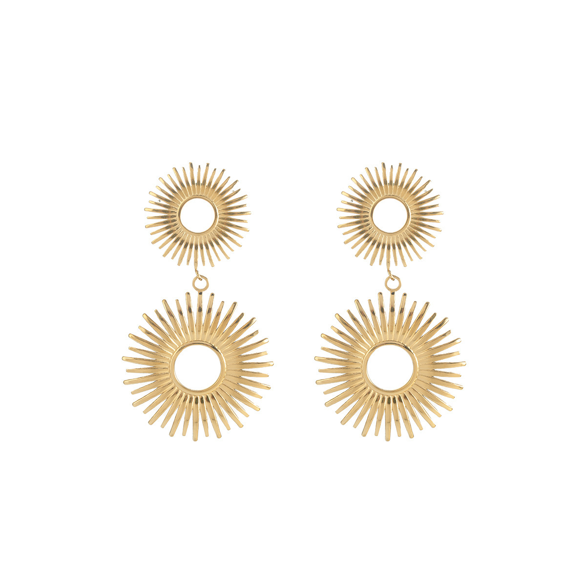 1 Pair 18K Gold Plated Hollow Flower Earrings For Women, European & American Style, Geometric Hollow Design, All-Match Temperament Jewelry - Image 2