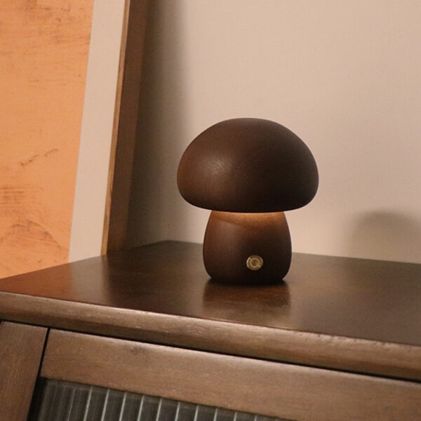 INS Wooden Cute Mushroom LED Night Light With Touch Switch  Bedside Table Lamp For Bedroom Childrens Room Sleeping Night Lamps Home Decor - Image 31