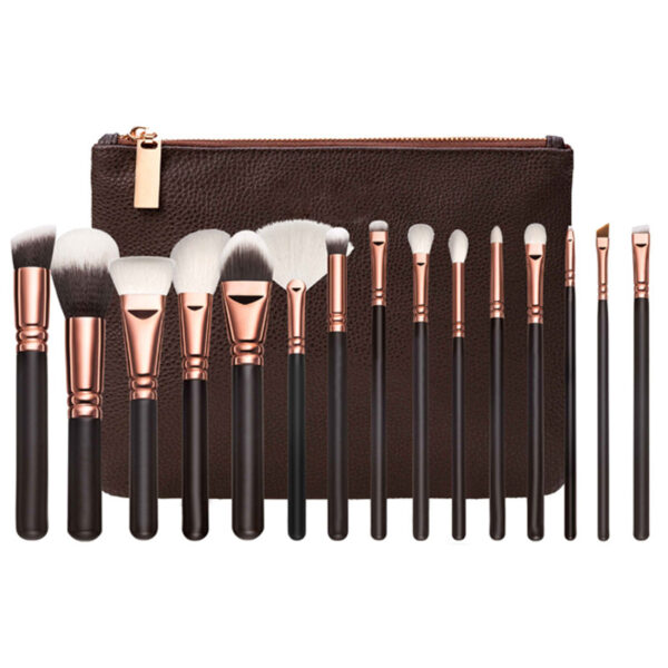 15 Makeup Brush With Bag  Rose Gold Makeup Brush Multi-function Makeup Tool Set - Image 4