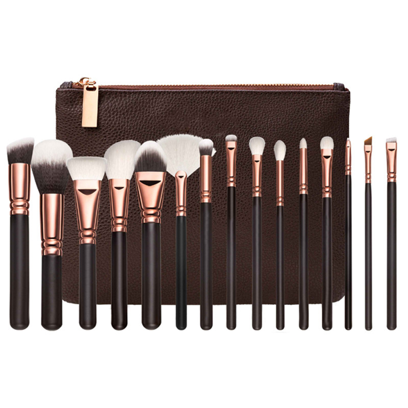 15 Makeup Brush With Bag  Rose Gold Makeup Brush Multi-function Makeup Tool Set - Image 4