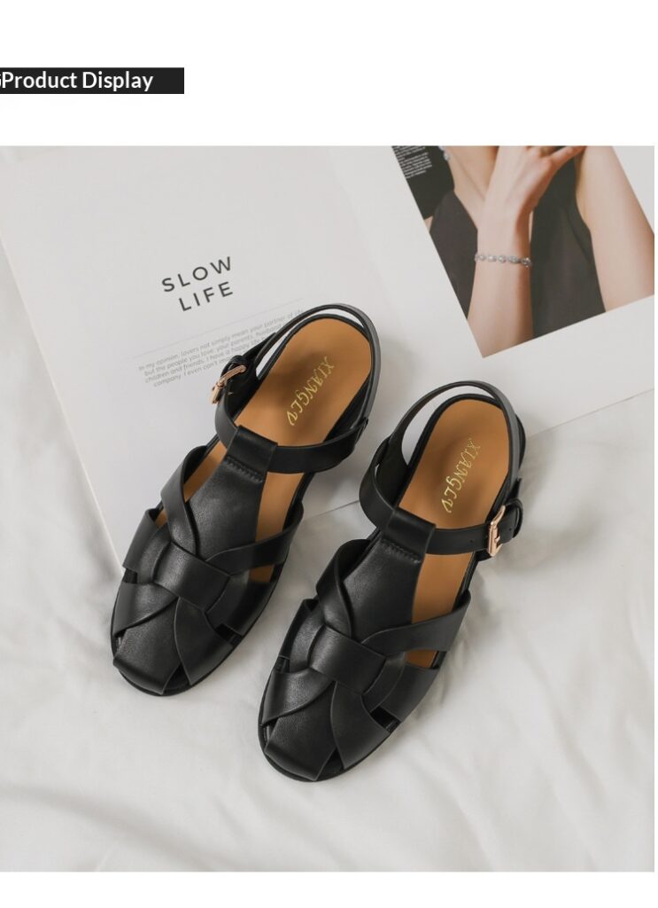 Baotou Woven Piggyback Strap Vintage Sandals New Style