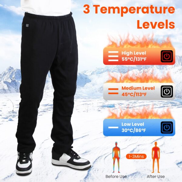 1Pc  Winter Heated Pants For Men Women With 12 Heating Zones 5V USB Powered Heating Trouser With 3 Heating Levels Machine Washable For Outdoor Winter Activities Unisex - Image 19