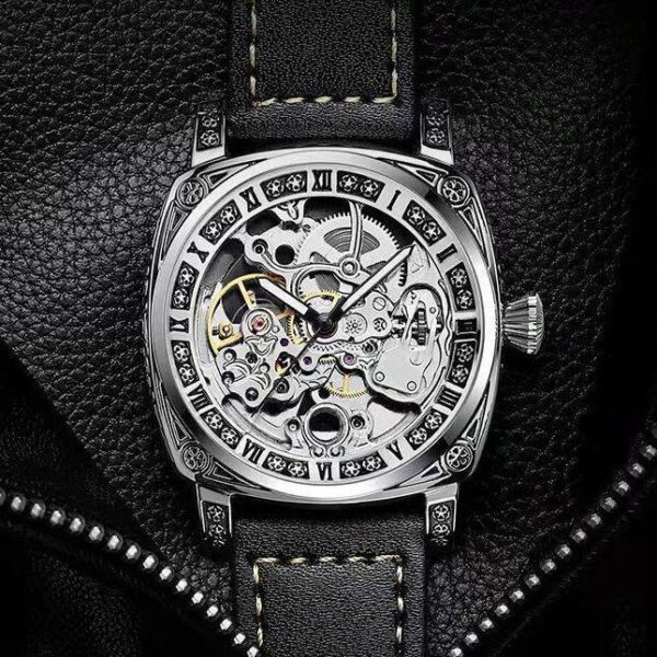 Carved Vintage Fashion Hollow Mechanical Automatic Mens Watch - Image 4