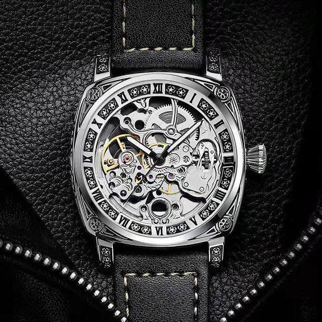Carved Vintage Fashion Hollow Mechanical Automatic Mens Watch - Image 4