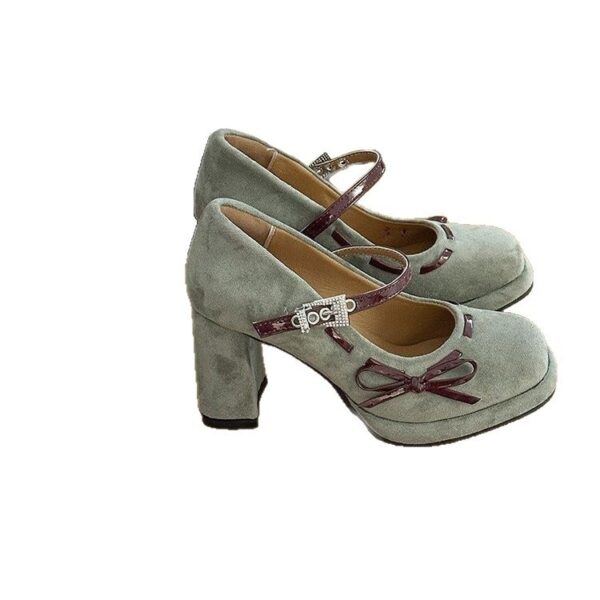 Women's Retro Bowtie Chunky Heel High Heels - Image 5