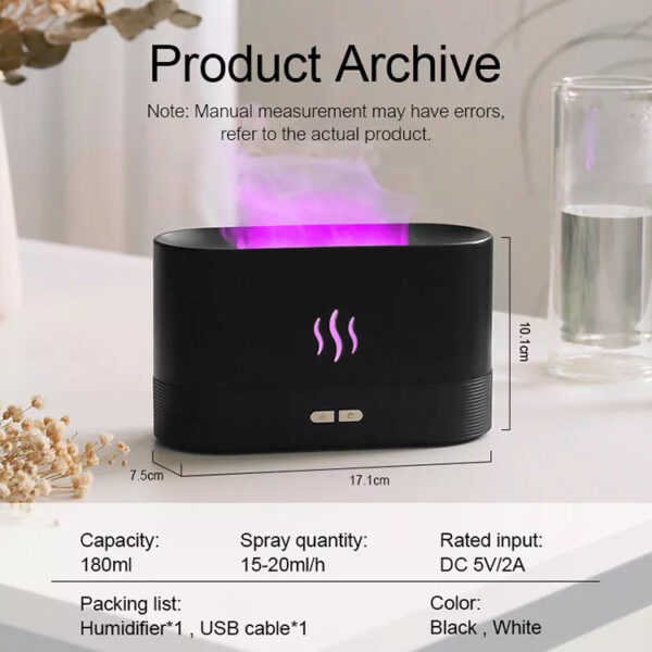 Best Selling USB Ultrasonic Flame Humidifier Led RGB Colorful Essential Oil Fire Flame Aroma Diffuser - Image 16