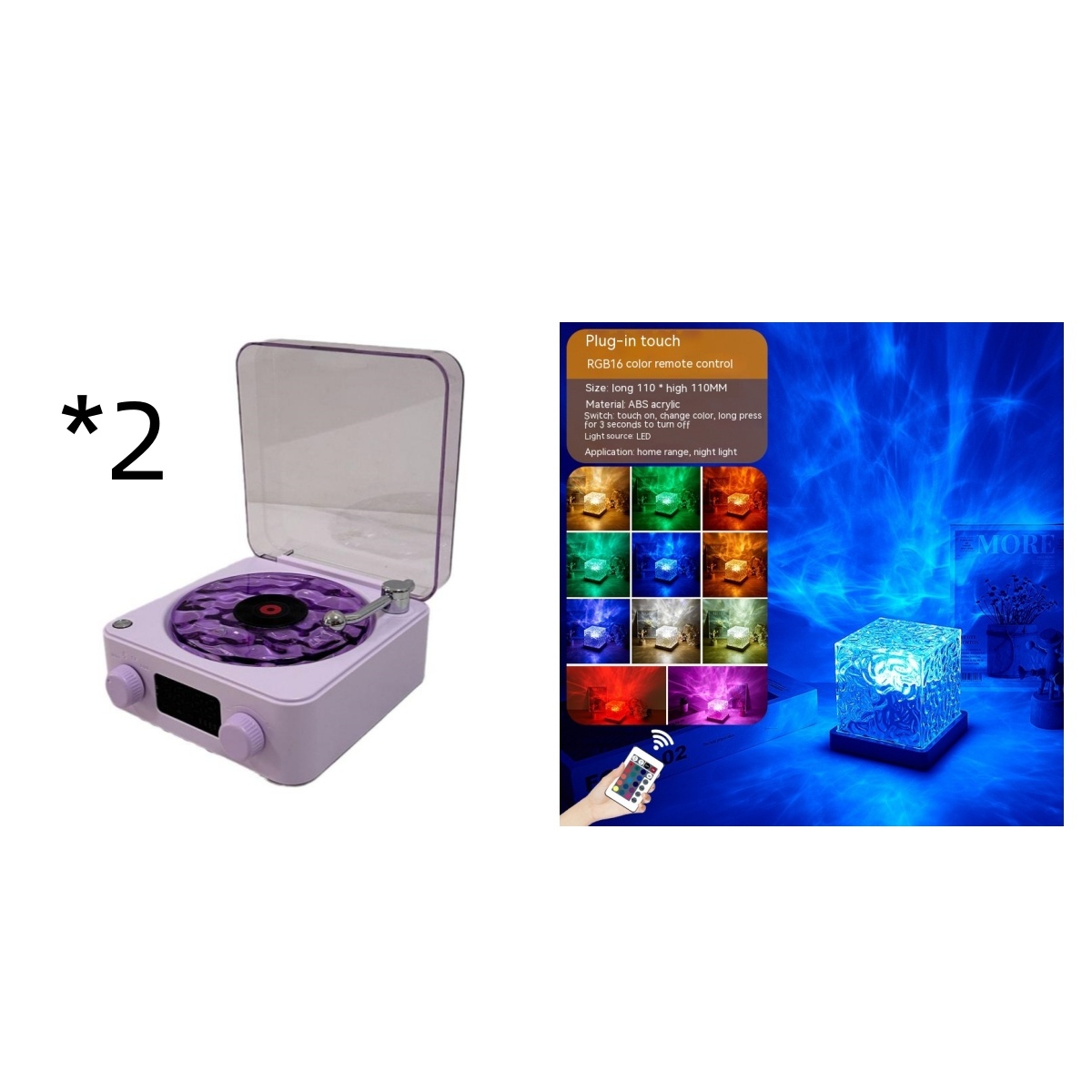 Retro Turntable Speaker Wireless Bluetooth-compatible 5.0 Vinyl Record Player Stereo Sound With White Noise RGB Projection Lamp Effect - Image 34