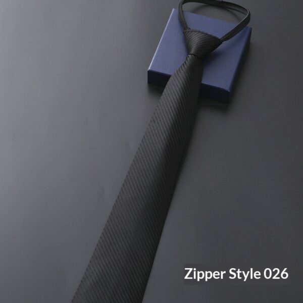 Mens Business Formal Zipper Tie With Blue Stripes - Image 7
