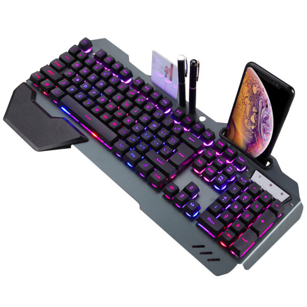 ErgonomicWired Gaming Keyboard with RGB Backlight Phone Holder - Image 19