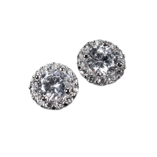 Round Moissanite Stud Earrings European And American Style Copper-plated - Image 3