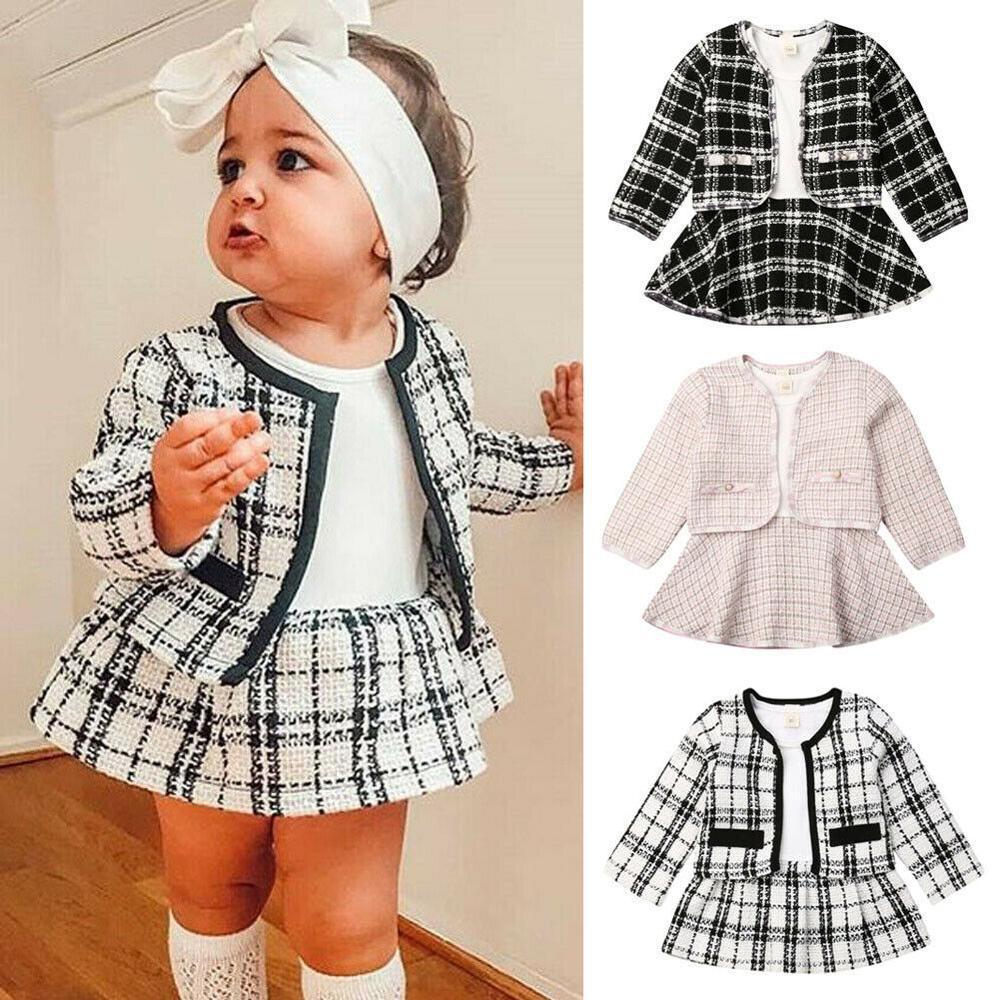 Long-sleeved Dresses Two-piece Children