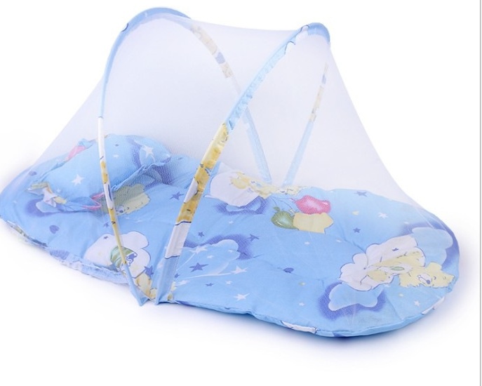 Portable Foldable Baby Kids Infant Bed Dot Zipper Mosquito Net Tent Sleeping Cushion - Image 5