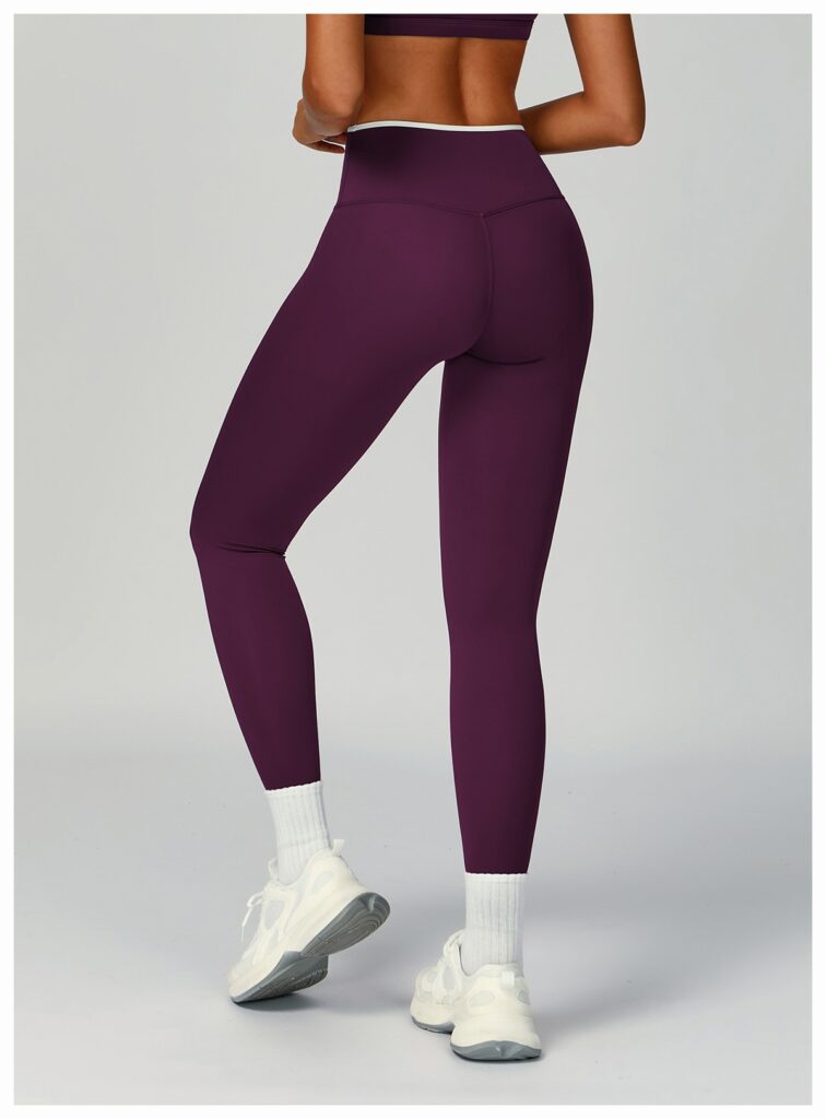 Nude-Feel Yoga Pants High-Waist Contrasting Color Quick-Dry Trousers