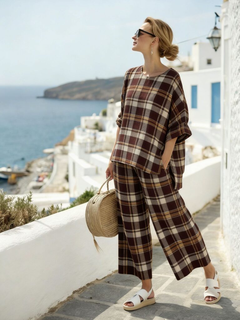 Loose-fitting Wide-leg Capri Pants Casual Set