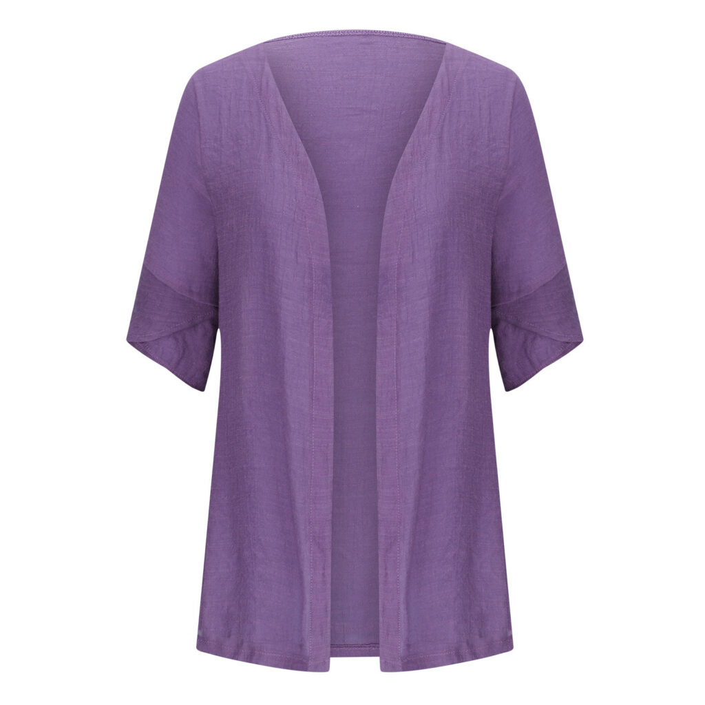 SpringSummer Casual Mid-Sleeve Solid-Color Thin Outerwear Coat