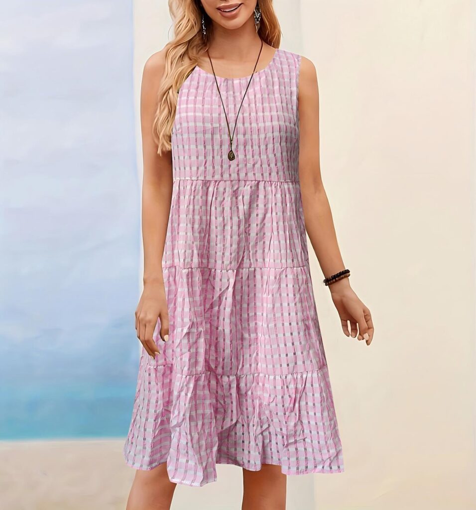 Women's Casual Solid-Colored Hollow-Out Vest Dress For Lunch Break