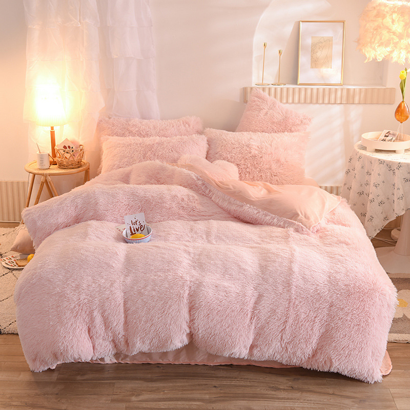 Luxury Thick Fleece Duvet Cover Queen King Winter Warm Bed Quilt Cover Pillowcase Fluffy Plush Shaggy Bedclothes Bedding Set Winter Body Keep Warm - Image 1