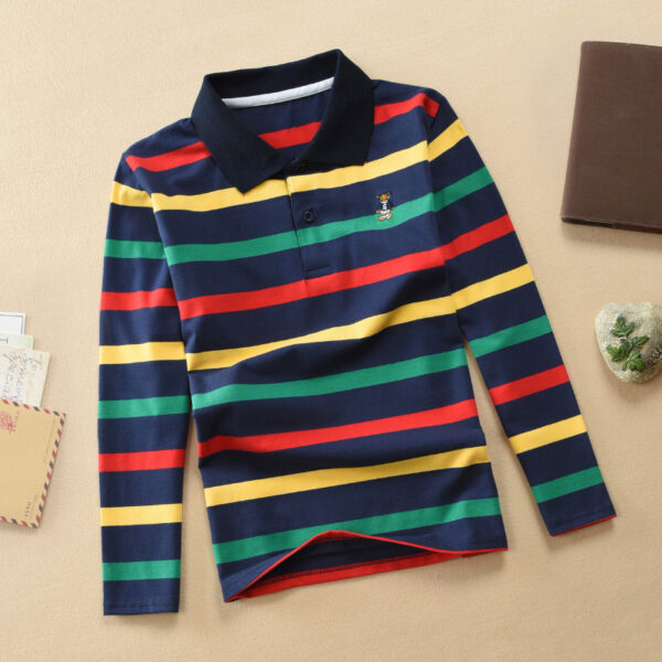 Turn-down Collar Long-sleeve T-shirt Childrens Clothing Business Top - Image 47