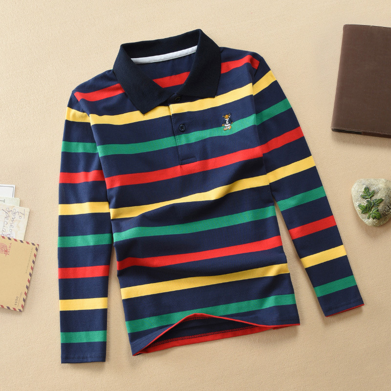 Turn-down Collar Long-sleeve T-shirt Childrens Clothing Business Top - Image 48