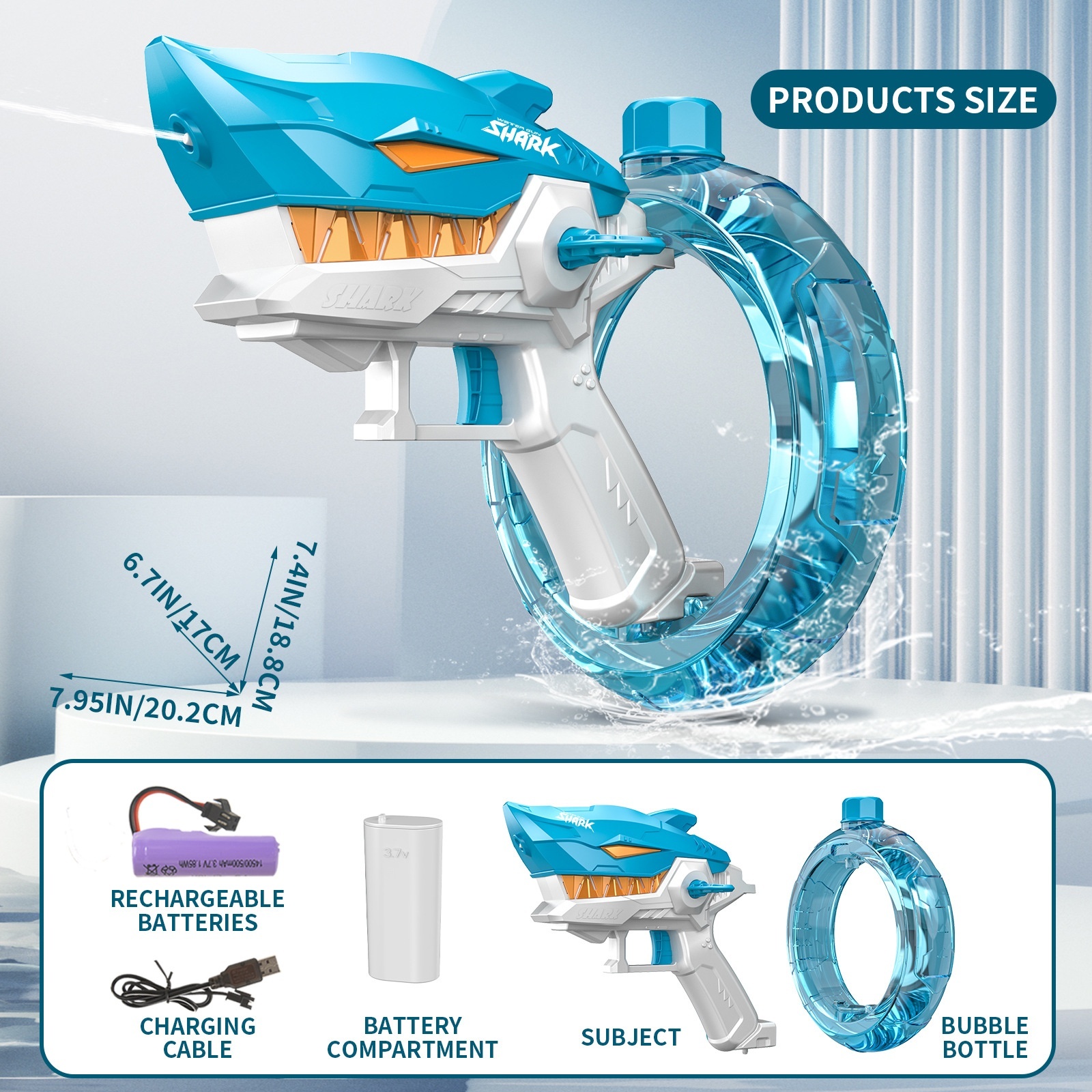 New Shark Electric Water Gun Toys Fully Automatic Continuous Fire Water Gun Large Capacity Beach Summer Children
