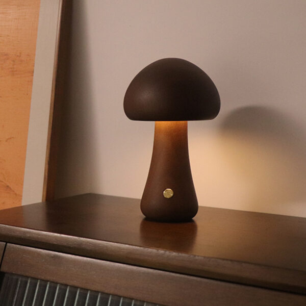 INS Wooden Cute Mushroom LED Night Light With Touch Switch  Bedside Table Lamp For Bedroom Childrens Room Sleeping Night Lamps Home Decor - Image 25
