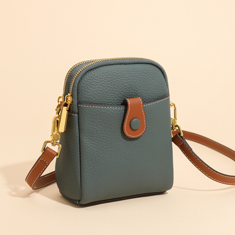 Lychee Pattern Mobile Phone Bag Small High Quality Leather Crossbody Bags For Women Wallet - Image 2