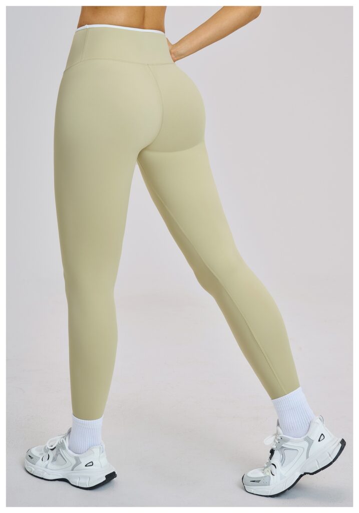 Nude-Feel Yoga Pants High-Waist Contrasting Color Quick-Dry Trousers