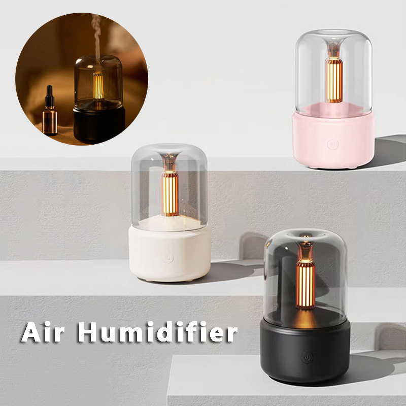 Atmosphere Light Humidifier Candlelight Aroma Diffuser Portable 120ml Electric USB Air Humidifier Cool Mist Maker Fogger 8-12 Hours With LED Night Light - Image 1