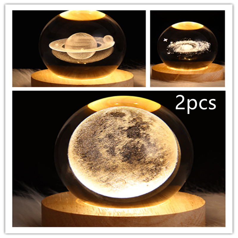 LED Night Light Galaxy Crystal Ball Table Lamp 3D Planet Moon Lamp Bedroom Home Decor For Kids Party Children Birthday Gifts - Image 32
