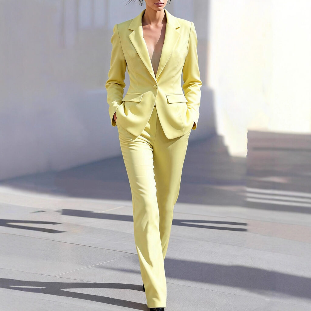 Women's Elegant, Sophisticated Long-Sleeve Blazer And Pants Suit