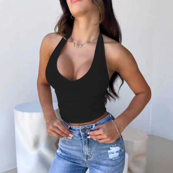 Fashionable Casual Women's Solid Color Minimalism Halter Top - Image 6