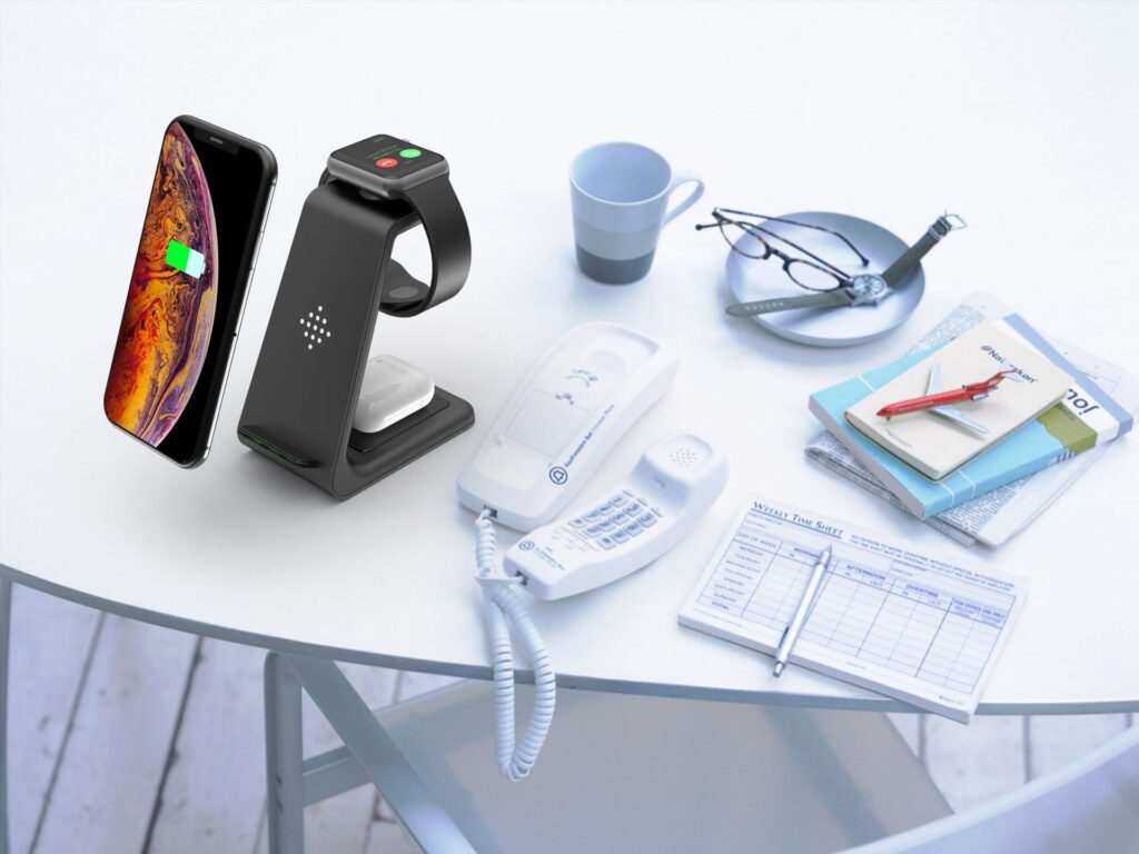 3 In 1 Fast Charging Station Wireless Charger Stand Wireless Quick Charge Dock For Phone Holder