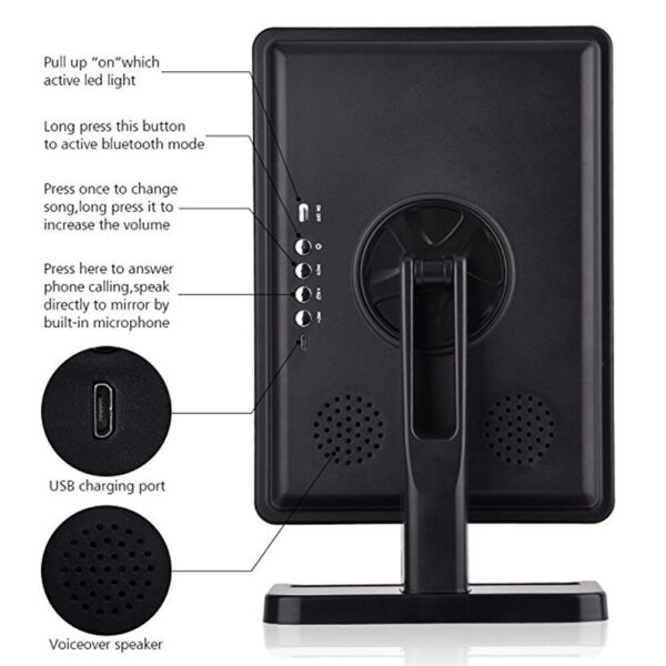Touch Screen Makeup Mirror With 20 LED Light Bluetooth Music Speaker 10X Magnifying Mirrors Lights - Image 8