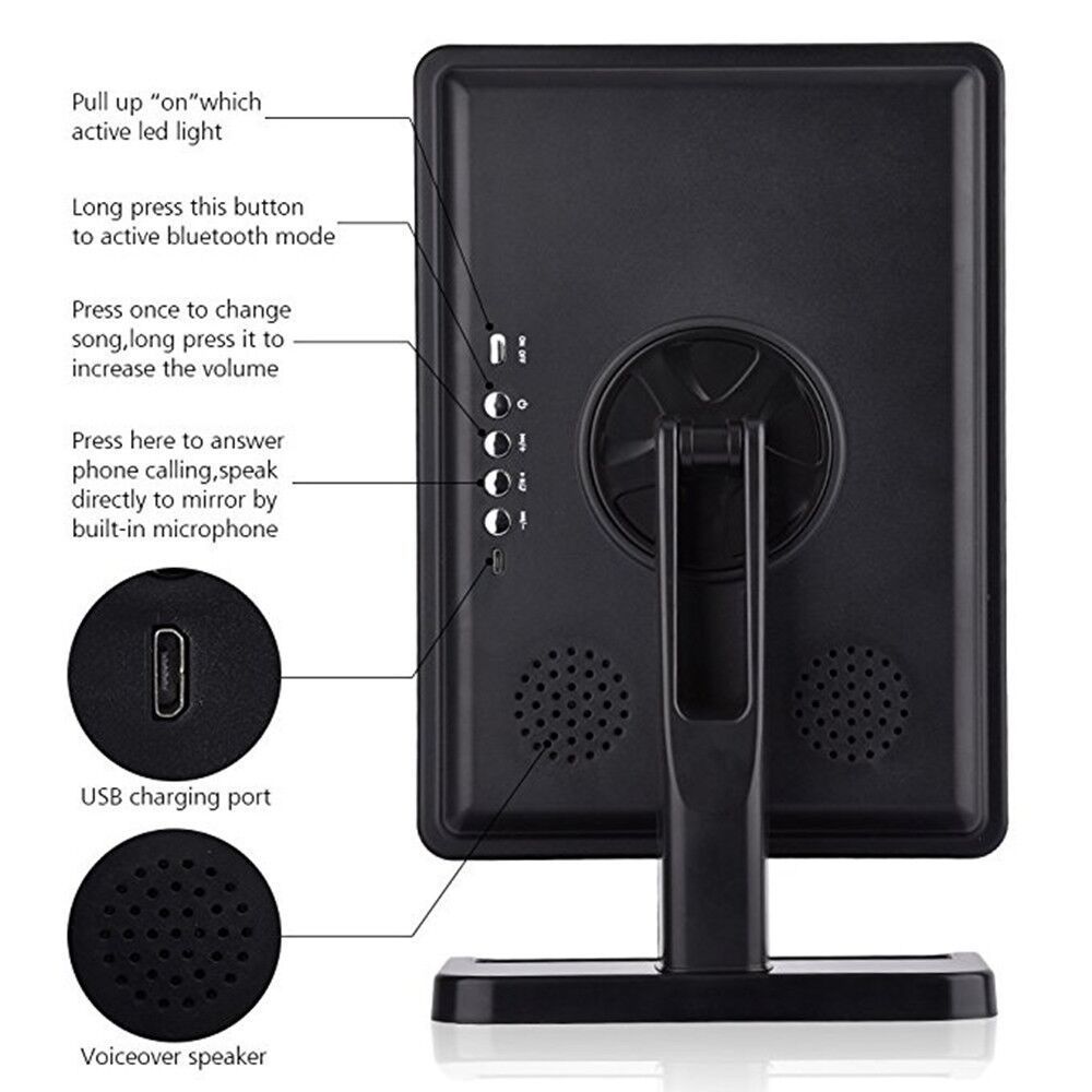 Touch Screen Makeup Mirror With 20 LED Light Bluetooth Music Speaker 10X Magnifying Mirrors Lights - Image 8