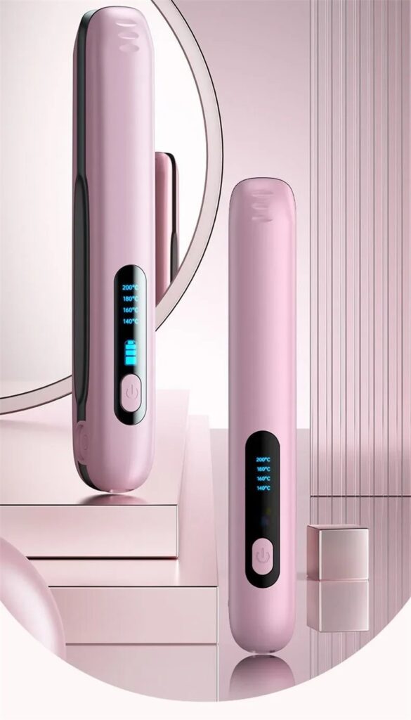 Wireless Hair Straightener Flat Iron Mini 2 IN 1 Roller USB 5000mAh Max 200 Degree Portable Cordless Curler 4 Levels Dry And Wet Uses