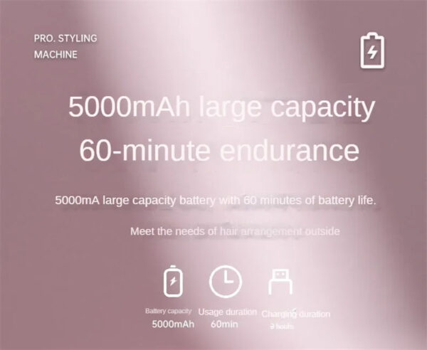 Wireless Hair Straightener Flat Iron Mini 2 IN 1 Roller USB 5000mAh Max 200 Degree Portable Cordless Curler 4 Levels Dry And Wet Uses - Image 28