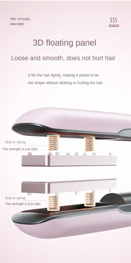 Wireless Hair Straightener Flat Iron Mini 2 IN 1 Roller USB 5000mAh Max 200 Degree Portable Cordless Curler 4 Levels Dry And Wet Uses