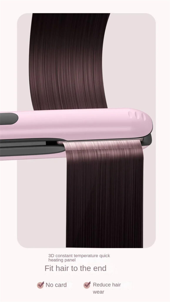 Wireless Hair Straightener Flat Iron Mini 2 IN 1 Roller USB 5000mAh Max 200 Degree Portable Cordless Curler 4 Levels Dry And Wet Uses