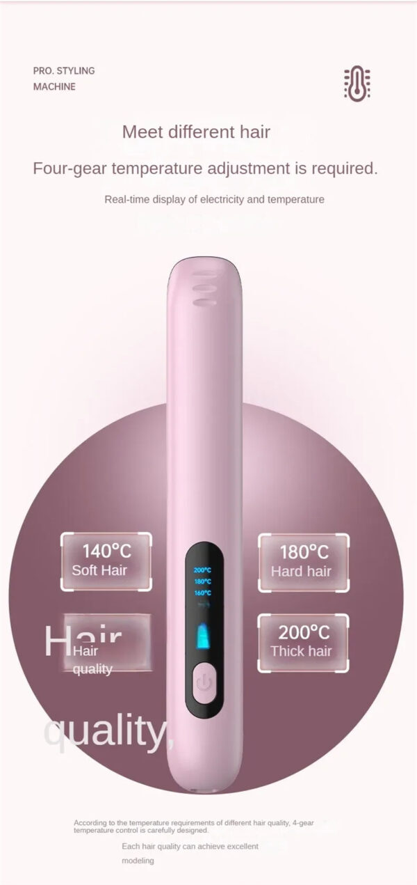 Wireless Hair Straightener Flat Iron Mini 2 IN 1 Roller USB 5000mAh Max 200 Degree Portable Cordless Curler 4 Levels Dry And Wet Uses - Image 21