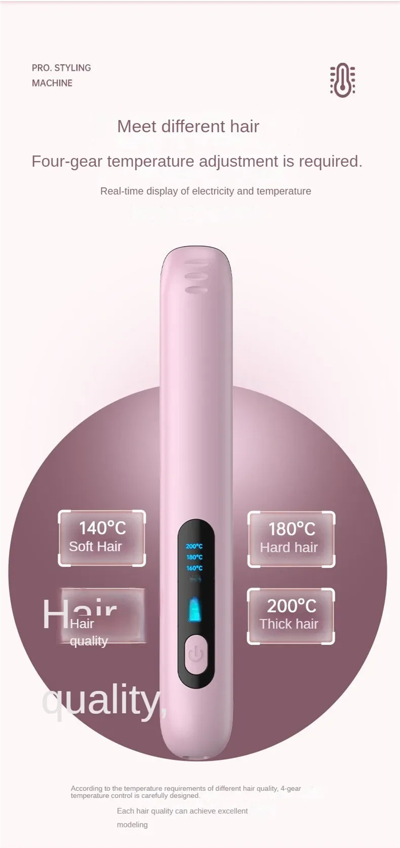 Wireless Hair Straightener Flat Iron Mini 2 IN 1 Roller USB 5000mAh Max 200 Degree Portable Cordless Curler 4 Levels Dry And Wet Uses - Image 21