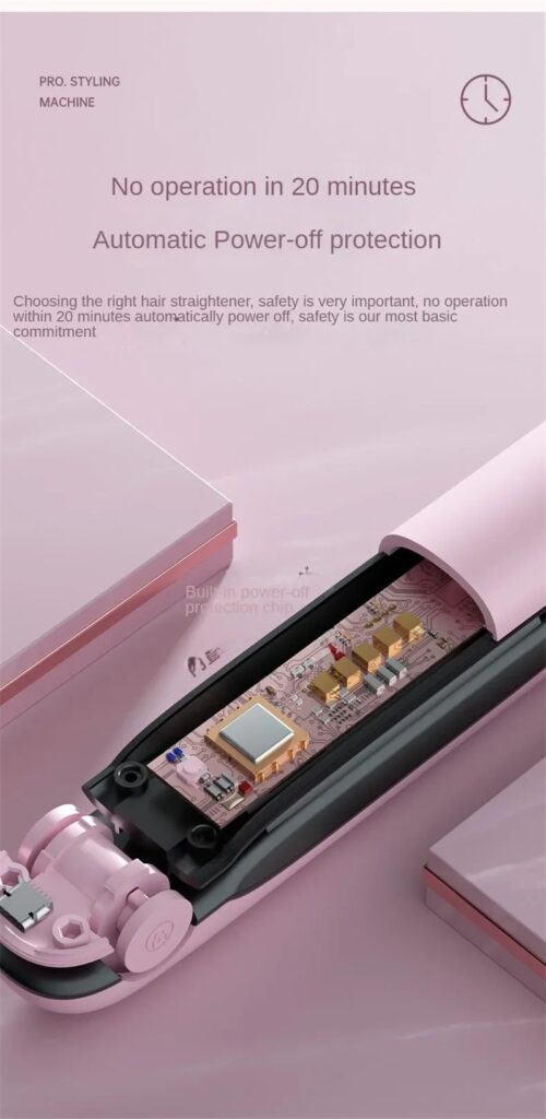 Wireless Hair Straightener Flat Iron Mini 2 IN 1 Roller USB 5000mAh Max 200 Degree Portable Cordless Curler 4 Levels Dry And Wet Uses