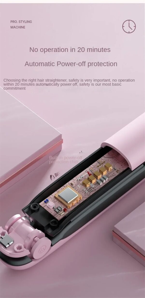 Wireless Hair Straightener Flat Iron Mini 2 IN 1 Roller USB 5000mAh Max 200 Degree Portable Cordless Curler 4 Levels Dry And Wet Uses - Image 17