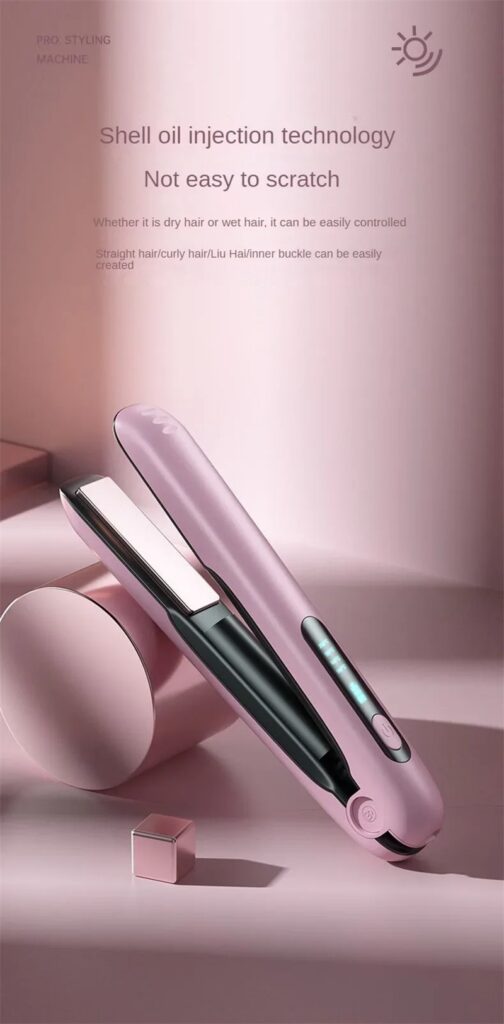 Wireless Hair Straightener Flat Iron Mini 2 IN 1 Roller USB 5000mAh Max 200 Degree Portable Cordless Curler 4 Levels Dry And Wet Uses