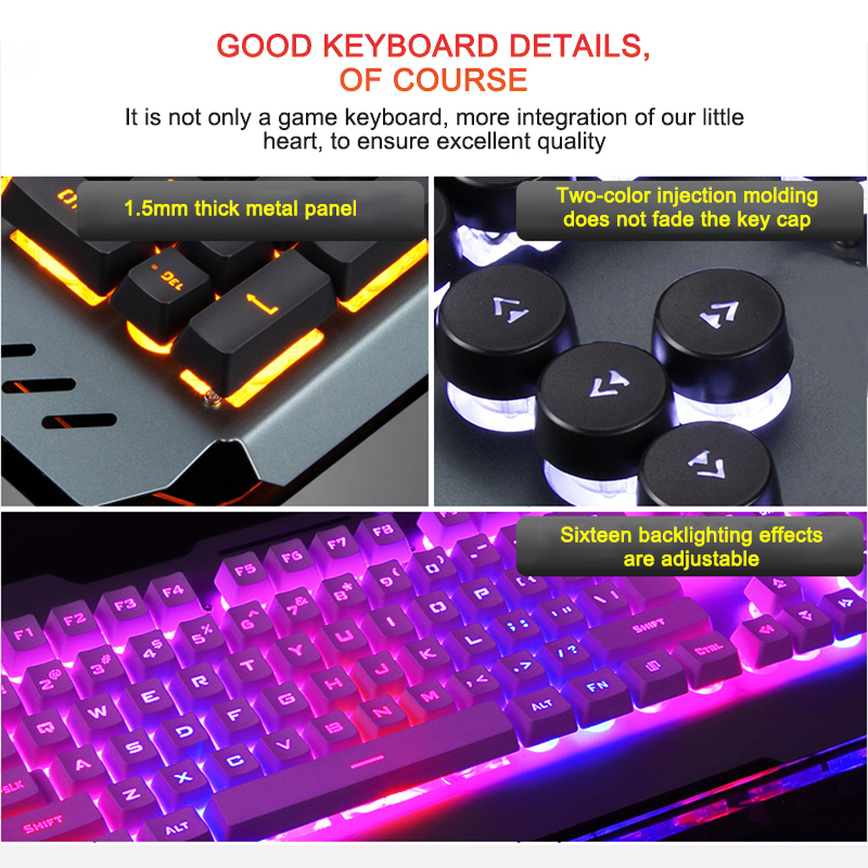 ErgonomicWired Gaming Keyboard with RGB Backlight Phone Holder - Image 15