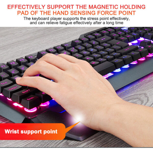 ErgonomicWired Gaming Keyboard with RGB Backlight Phone Holder - Image 13