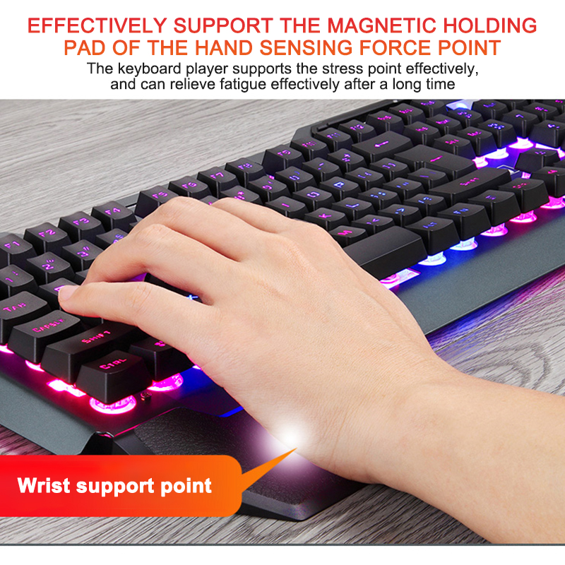 ErgonomicWired Gaming Keyboard with RGB Backlight Phone Holder - Image 13