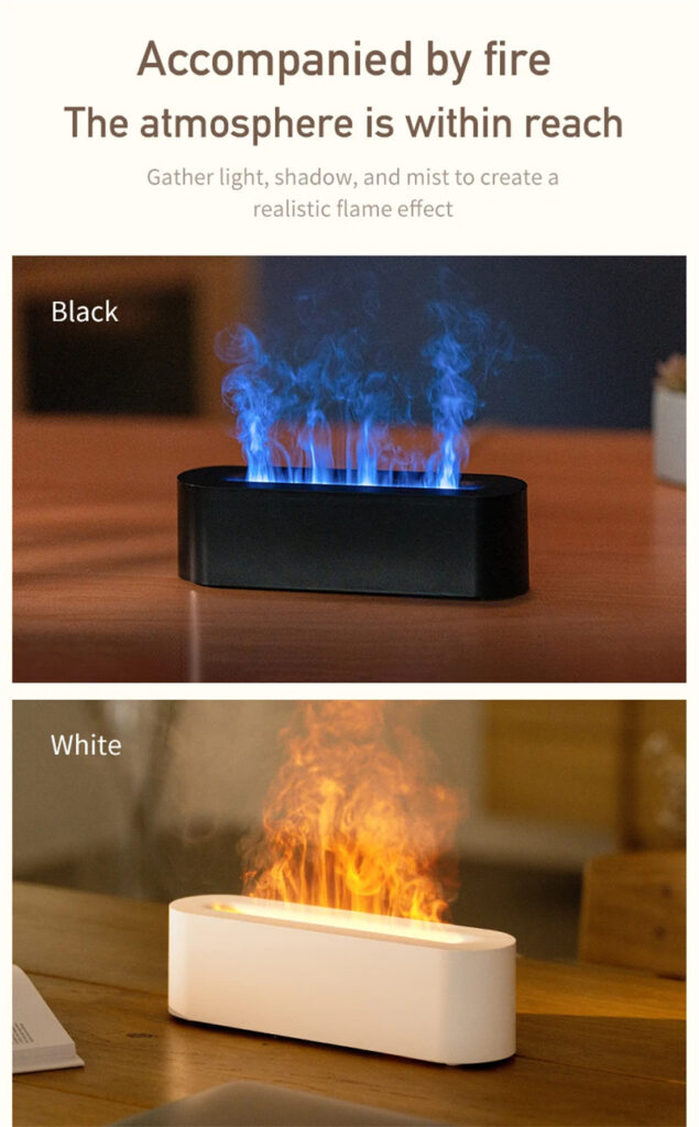 Flame Aroma Diffuser Air Humidifier Ultrasonic Cool Mist Maker Fogger Led Essential Oil Lamp Realistic Fire Difusor