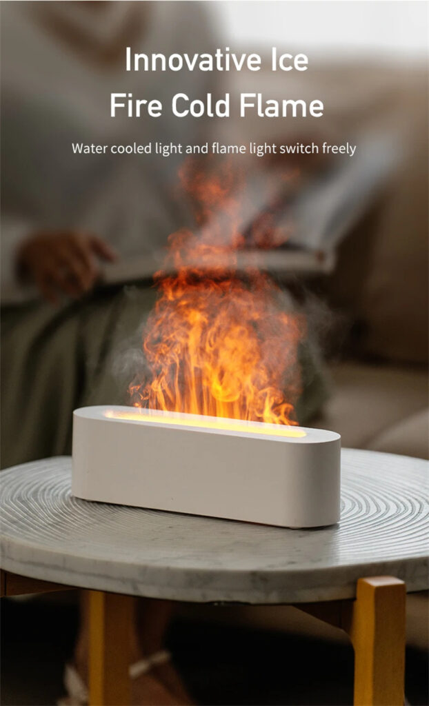 Flame Aroma Diffuser Air Humidifier Ultrasonic Cool Mist Maker Fogger Led Essential Oil Lamp Realistic Fire Difusor