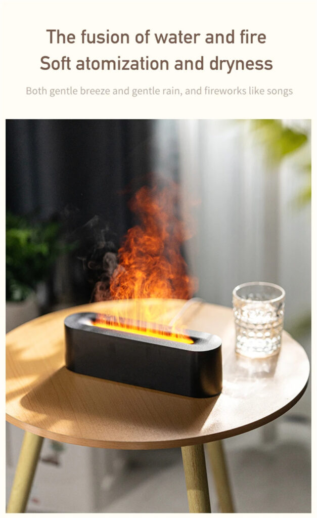 Flame Aroma Diffuser Air Humidifier Ultrasonic Cool Mist Maker Fogger Led Essential Oil Lamp Realistic Fire Difusor