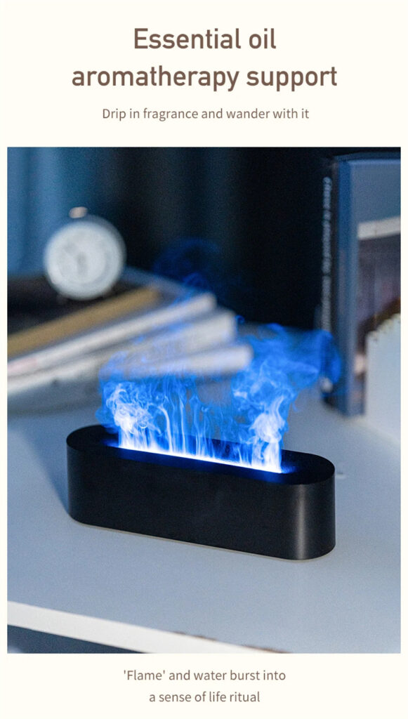 Flame Aroma Diffuser Air Humidifier Ultrasonic Cool Mist Maker Fogger Led Essential Oil Lamp Realistic Fire Difusor